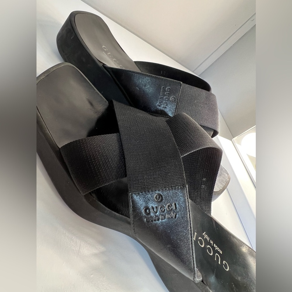 GUCCI Nylon Strap Slides, Women’s Size 8